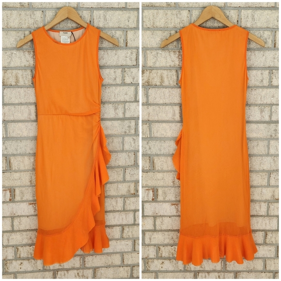 NWT Fuzzi Ruffle Mesh Dress In Minio - Picture 3 of 4